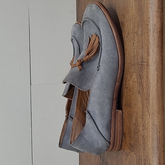 Kork-Ease Gray/Blue Suede Loafers with Tassels - Picture 4 of 10